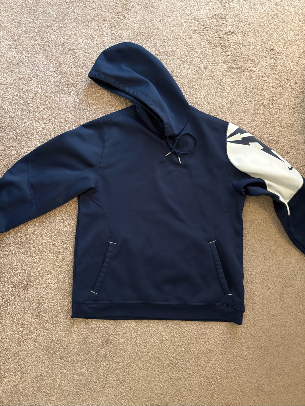 Nike Navy Hoodie with White Accent Sleeve
